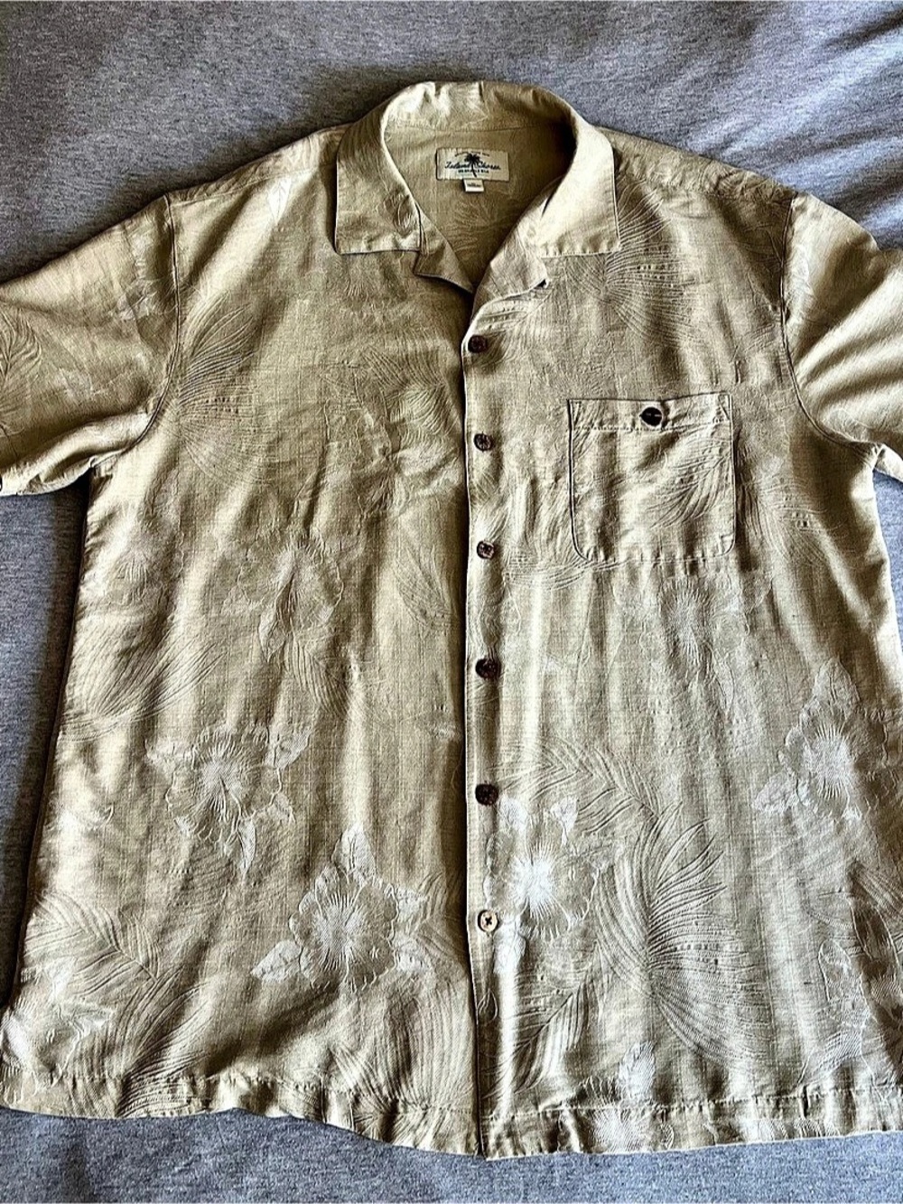 Island Shores Men's Silk Abstract Button-Up Shirt XL